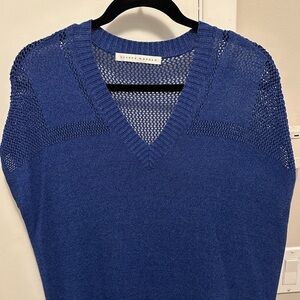 Susana Monaco Sleeveless V-Neck Knit Mini Dress Blue L Womens